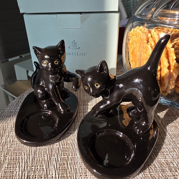 PartyLite Other - PartyLite Black Cat Candle Holders